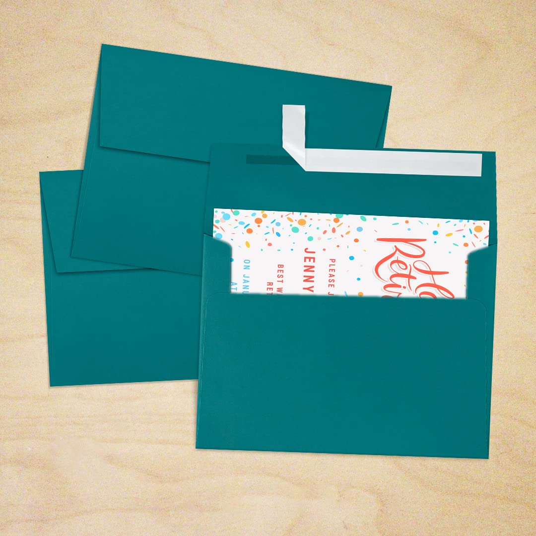 LUXPAPER A7 Invitation Envelopes for 5x7 Cards - 80lb Teal Printable Envelopes with Peel & Press Seal - 1000 Pack (5.25x7.25 Inches) - Perfect for Weddings, Parties, Business Events and Greeting Cards