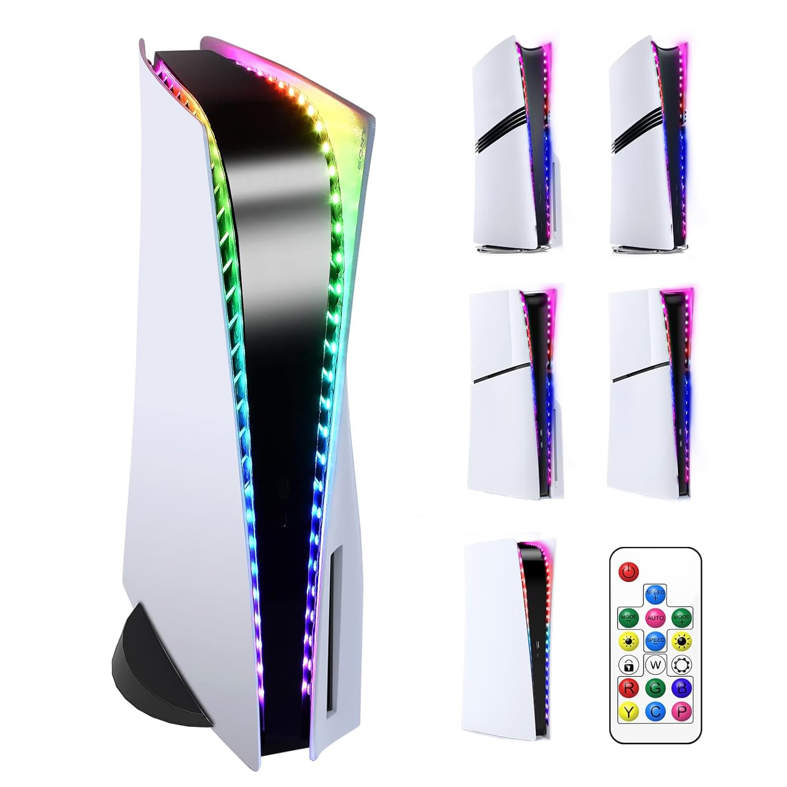 RGB LED Strip Lights for PS5/PS5 PRO/PS5 Slim - 5050 Flexible Light Bar with 7 Colors & 358 Modes, IR Remote Control - Gaming Room Decor, Bedroom Ambient Lighting, TV Backlight for PS5 Digital/Disc Edition