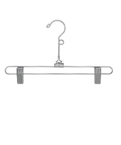 Chrome Metal Pant & Skirt Hangers 12 Inch with Non-Slip Clips - Pack of 100 for Closet Organization, Retail Display & Dry Cleaning Business