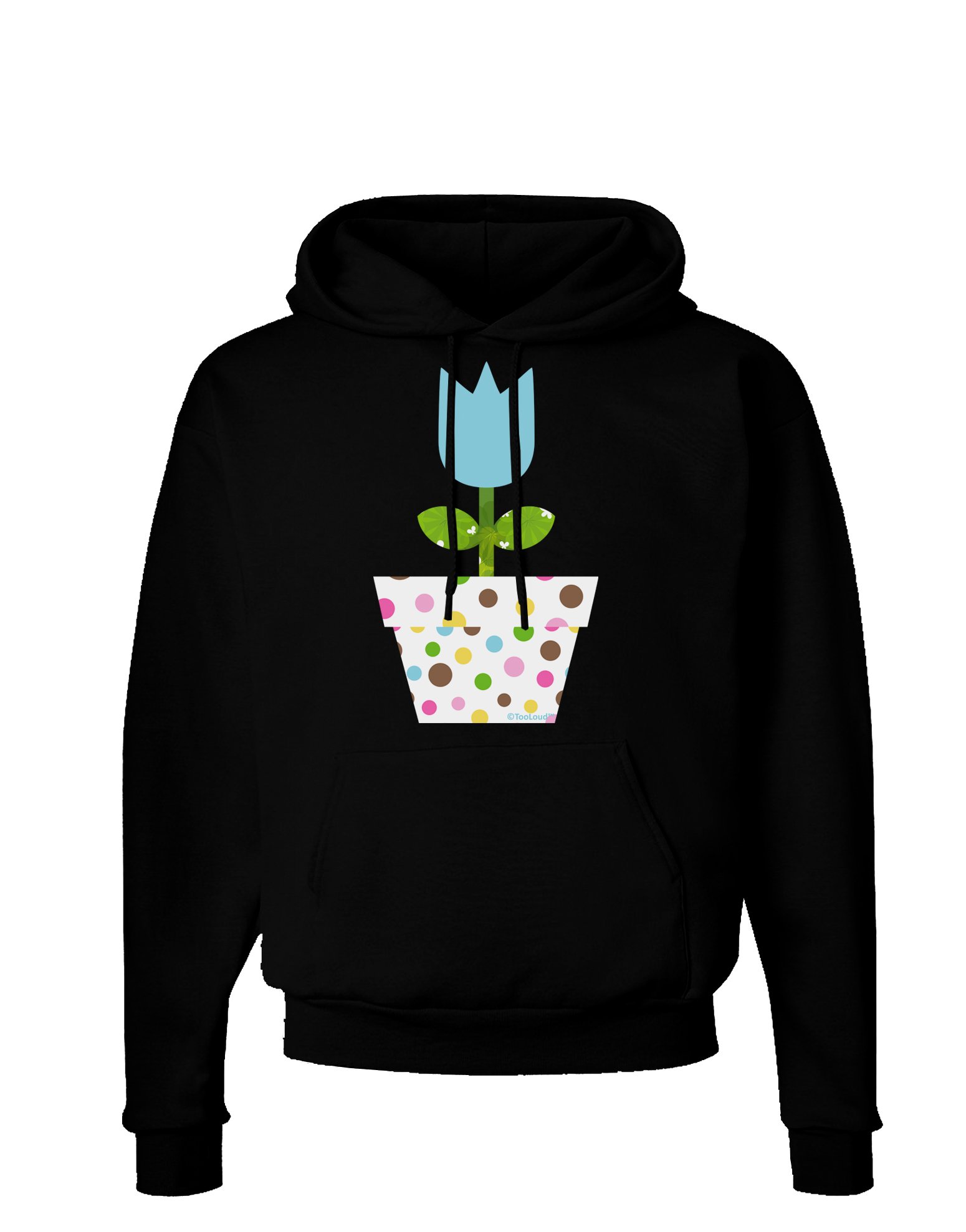 TooLoud Easter Tulip Design Blue Dark Hoodie Sweatshirt for Men & Women | Cozy Pullover with Unique Floral Print | Perfect for Spring Outfits, Casual Wear & Holiday Gifts