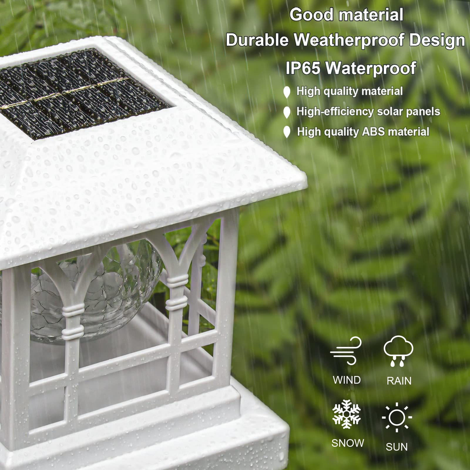 Solar Post Lights Outdoor - 12 Pack White LED Fence & Deck Lights for 3.5x3.5 to 5x5 Posts - Waterproof IP65, RGB & Warm White, 20LM Brightness with 1000mAh Battery - Perfect for Garden, Pathway, Patio and Backyard Lighting