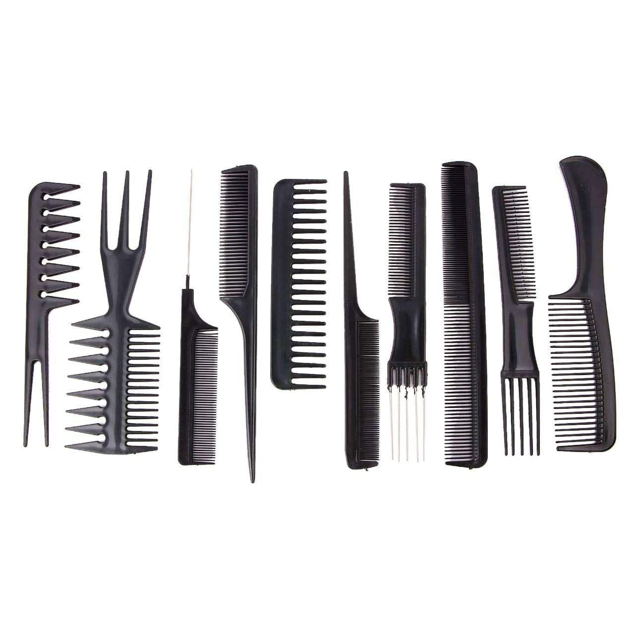 Boosty® 10-Piece Professional Hair Brush & Comb Set - Hygienic Plastic Styling Combs for Men & Women - Perfect for Salon, Travel, Home & Daily Hair Care