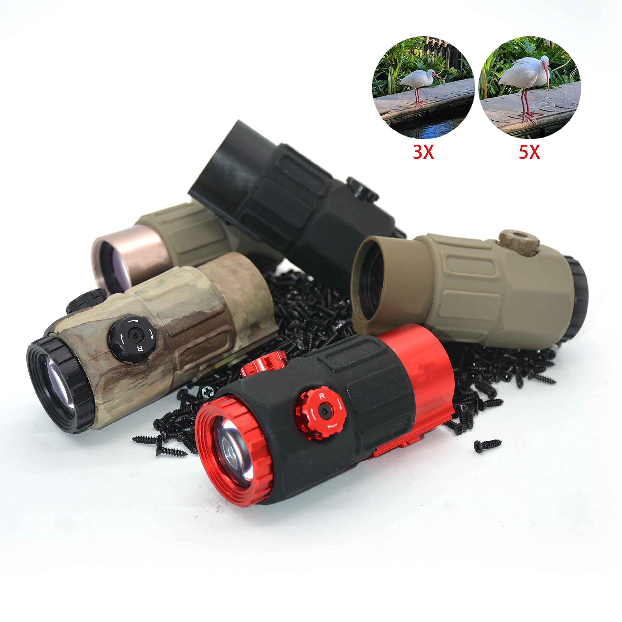 558+G45 Sight Combo - Red/Green Dot Reflex Sight with 5X Magnifier | Holographic Hybrid Scope for 20mm Rail Mount | Quick Release Rollover Multiplier | Perfect for Tactical Shooting, Hunting & Airsoft