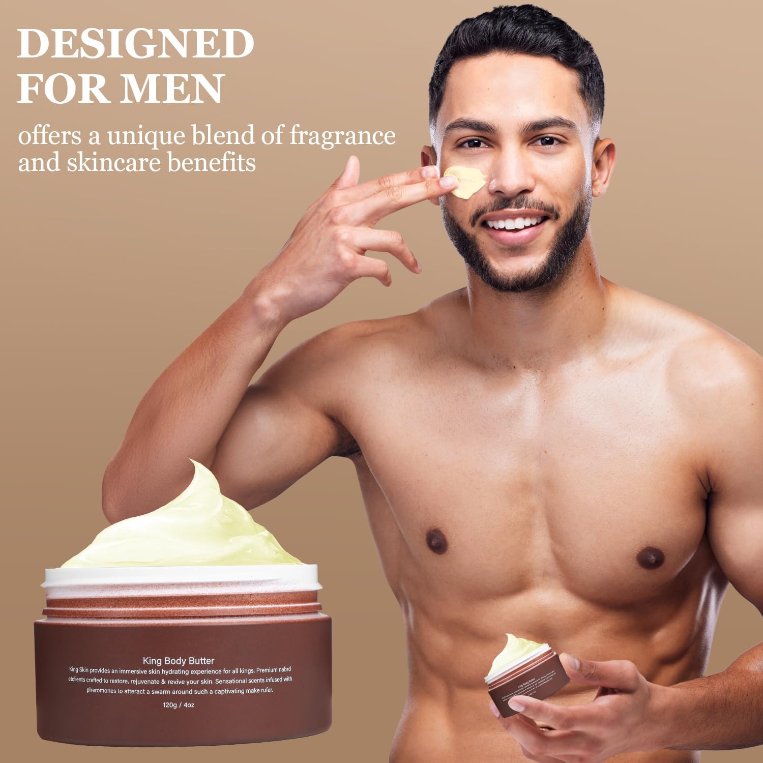 Kings Skin Body Butter for Men - Organic Cologne Scented Moisturizer with Warm Fragrance | Hydrating & Nourishing Dry Skin | Perfect for Daily Use, Post-Shave & Grooming Routine