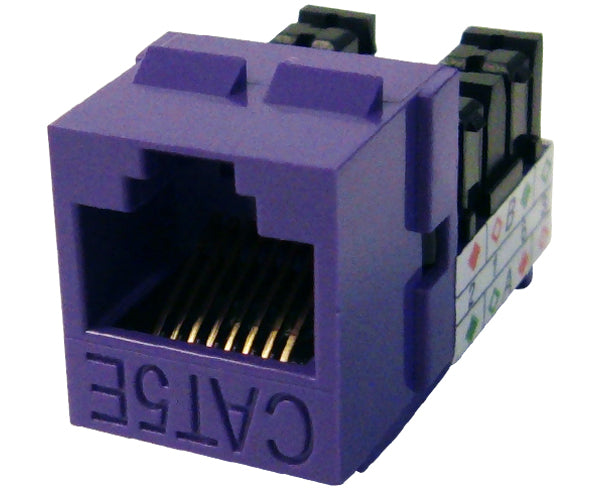 CAT5E RJ45 Keystone Jack - Unshielded Ethernet Connector, MIG+ High Density, Purple | Ideal for Home & Office Network Installations, Data Centers & Server Rooms