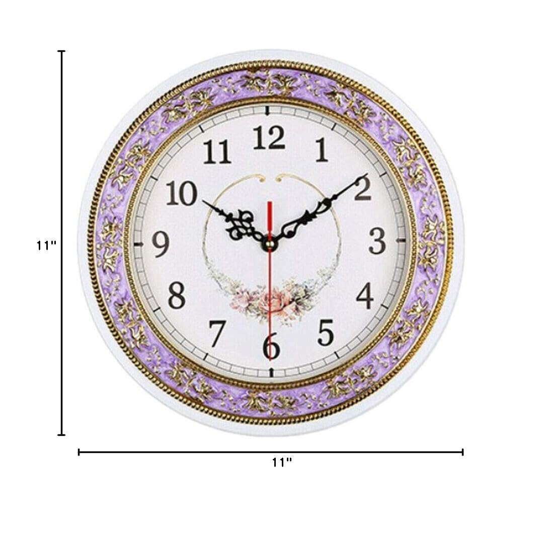 28cm Silent Quartz Wall Clock - Purple Home Decor for Bedroom & Office