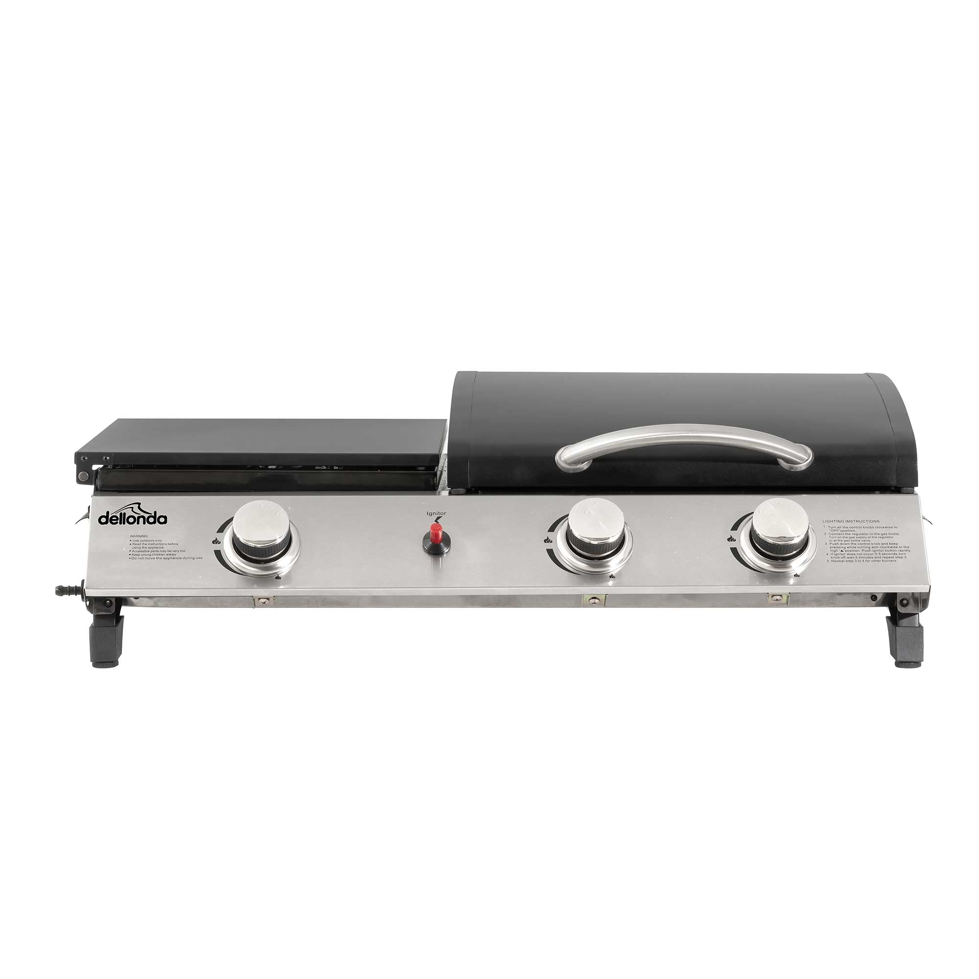 2+1 Burner Portable Gas Grill & Griddle - 8.5kW Stainless Steel Outdoor BBQ Hot Plate for Camping, Tailgating & Backyard Cooking (Model DG276)