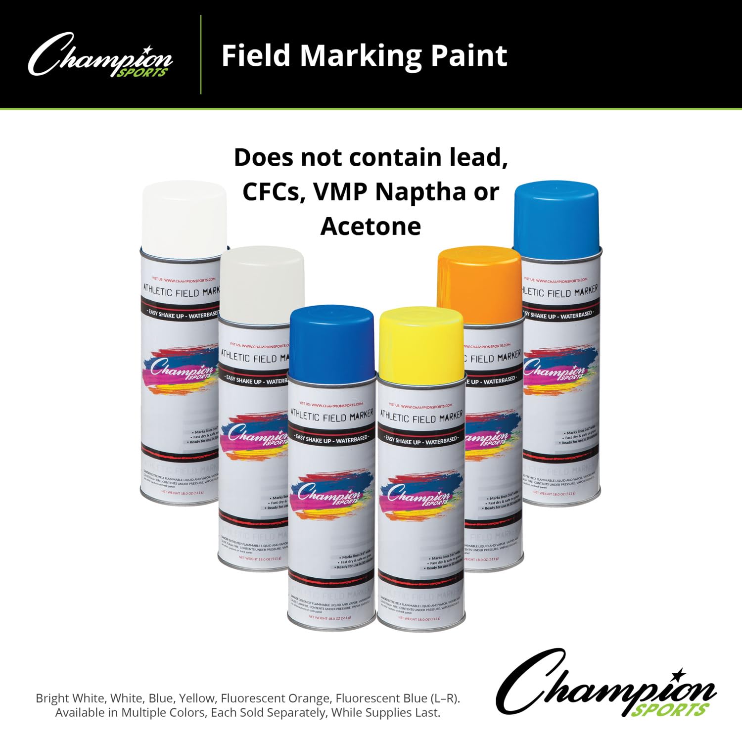 Champion Sports Field Marking Paint - Durable, Non-Toxic, Bright White Paint for Soccer, Football, Baseball Fields | Perfect for Outdoor Sports Field Line Marking & Maintenance