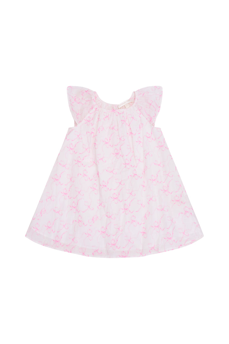 Girls' Floral Bow Print Mini Dress - Cute Summer Party Outfit for Kids, Toddler & Baby Girls - Perfect for Birthday, Photo Shoots & Special Occasions