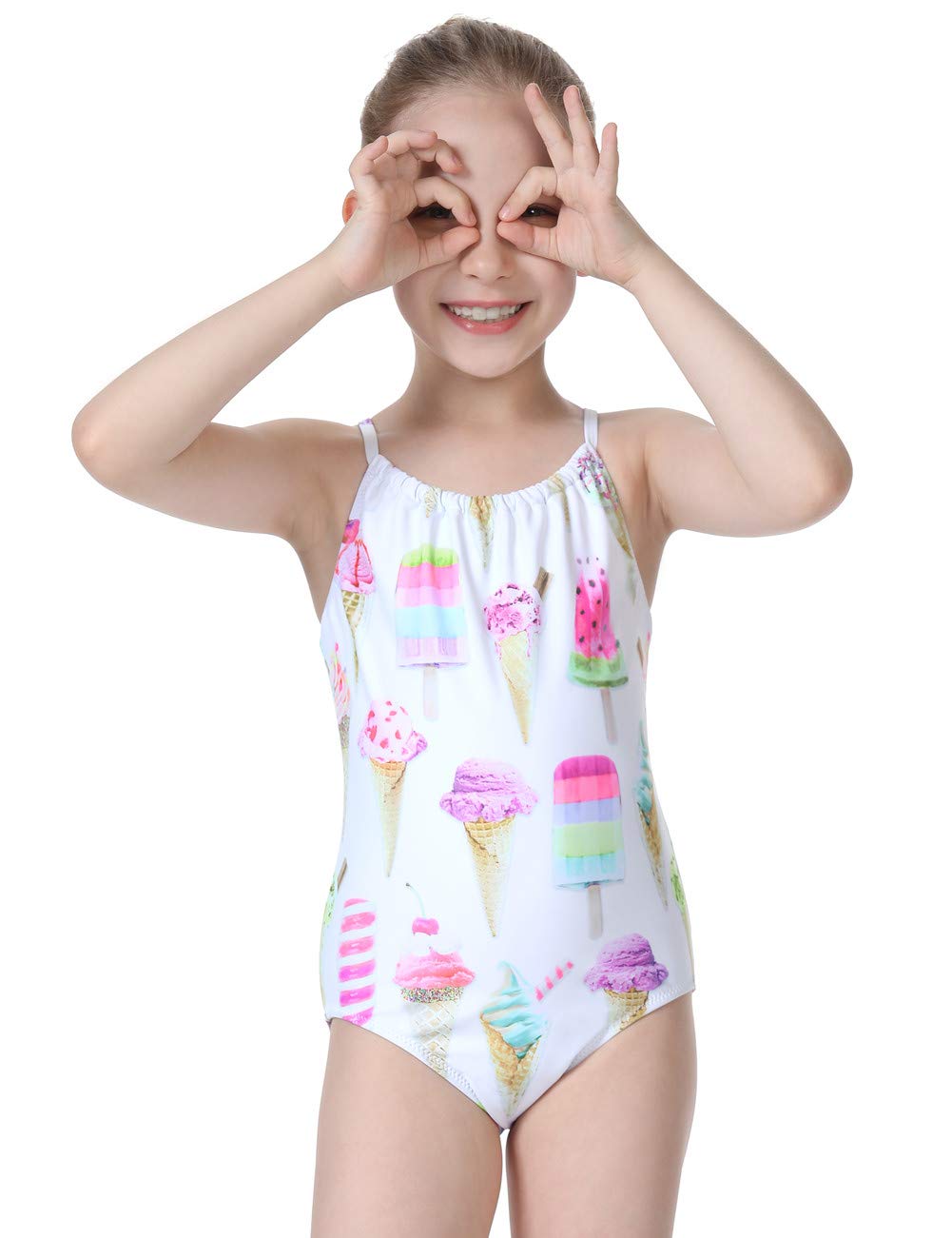 **Cadocado Girls' One-Piece Swimsuit for Kids 3-10 Years – Quick Dry, UV Protection – Perfect for Swimming, Beach, Pool & Summer Activities**