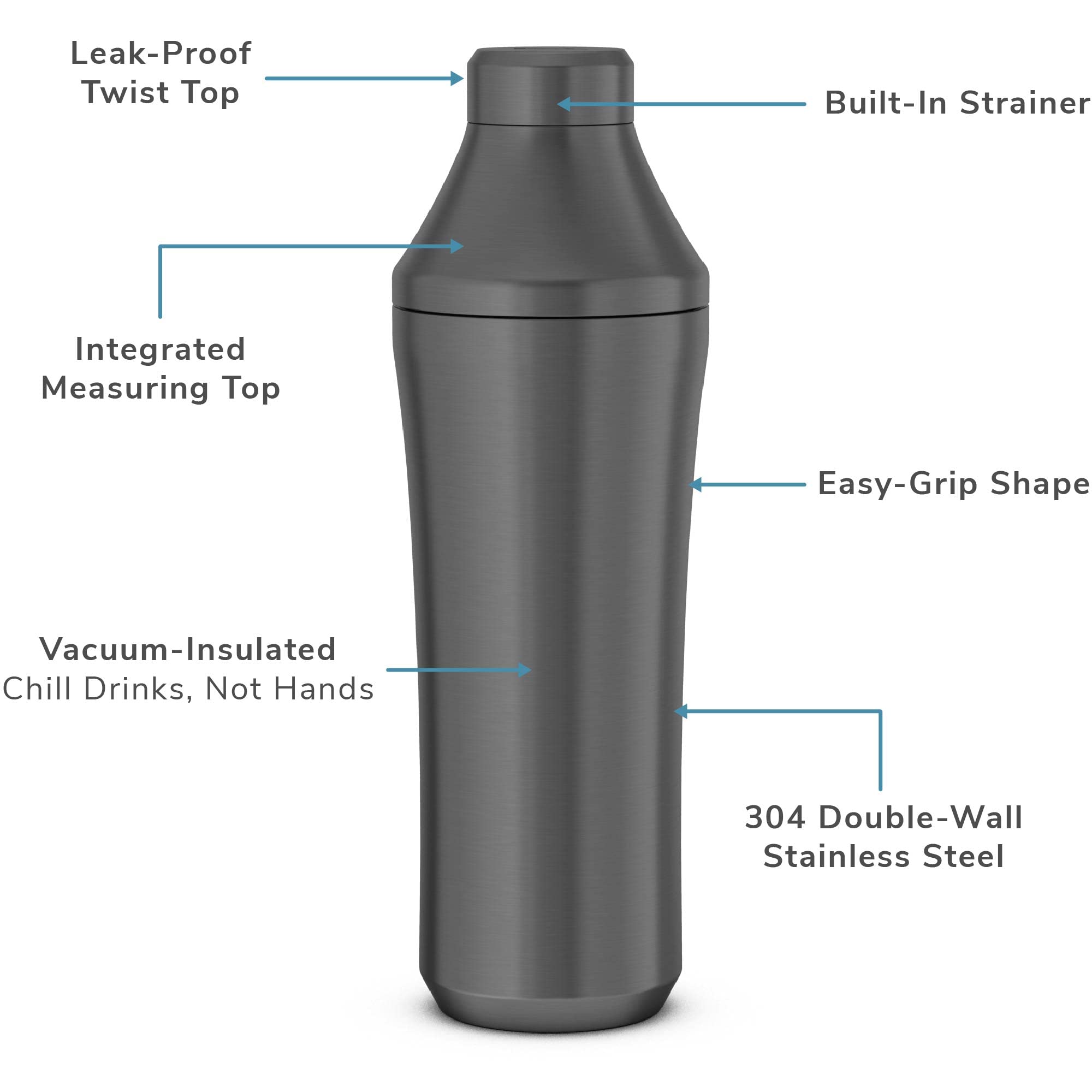 Premium Vacuum Insulated Hybrid Cocktail Shaker Set with Steel Base & Removable Glass Insert - Home Bar Essential Bundle for Mixing Martinis, Margaritas & Cocktails - Perfect for Home Bars, Parties & Professional Bartenders