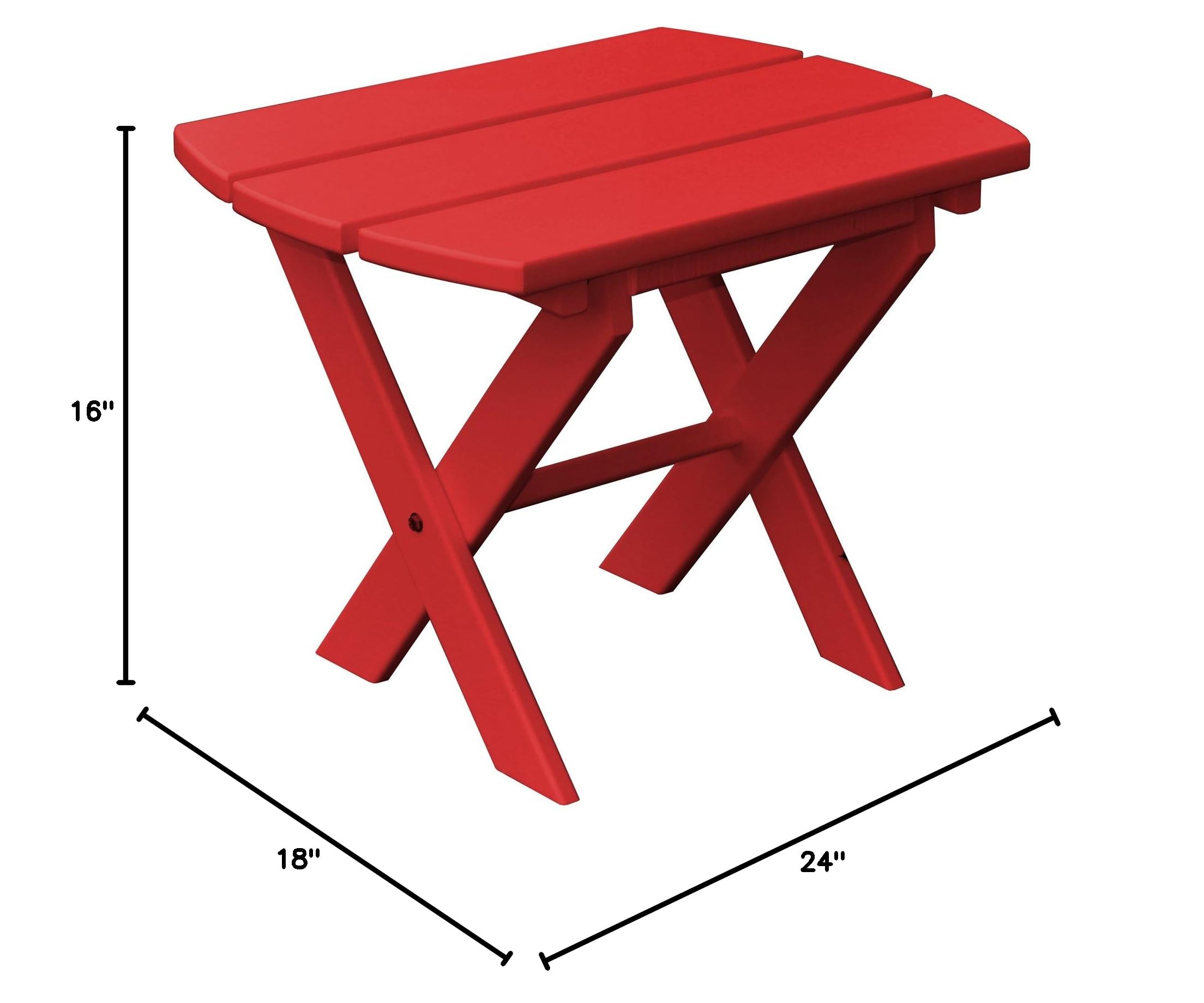 Folding End Table by Furniture Barn USA - Bright Red Poly Finish | Perfect for Patio, Deck, Poolside & Small Space Living