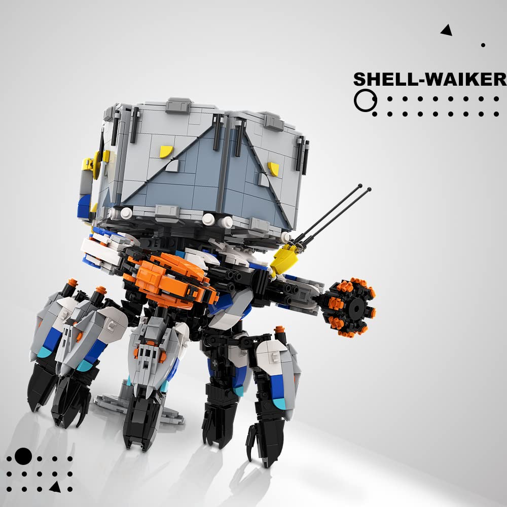 Zero-Dawn Machine Shell-Walker Building Toy Set (1690 Pcs) - Compatible with Lego Tallneck, MOC Collectible Model for Kids & Adults - Perfect for Gaming Fans & Horizon Forbidden West Enthusiasts - Great for Display, Collection and Creative Play