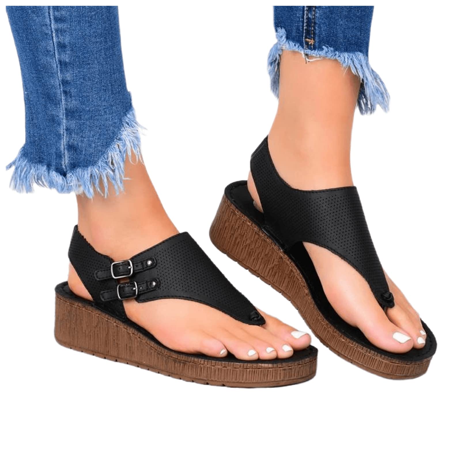 Women's Comfortable Strappy Flat Sandals - Dressy Summer T-Strap Gladiator Sandals for Casual Wear & Beach Outings | Perfect for Vacations, Date Nights, and Outdoor Adventures
