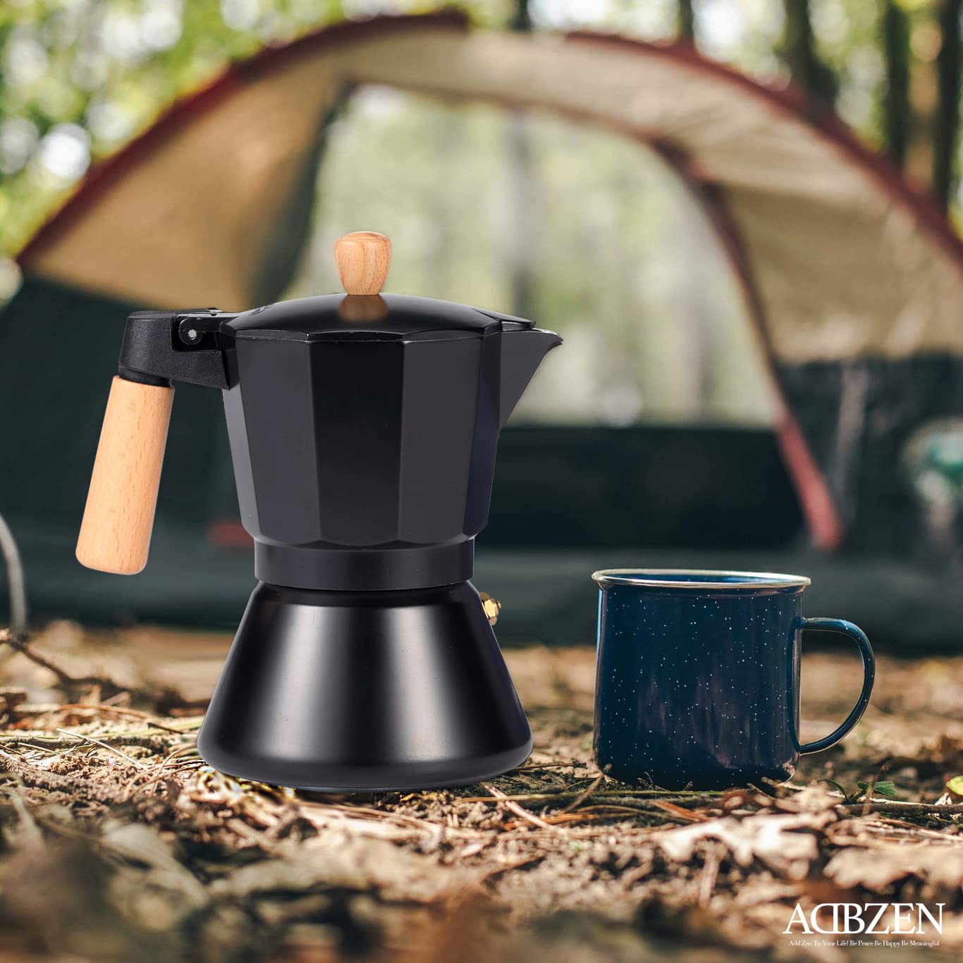 Classic Italian Stovetop Moka Pot Espresso Maker - 3 Cup Coffee Maker with Natural Wood Handle for Home, Office & Camping Use
