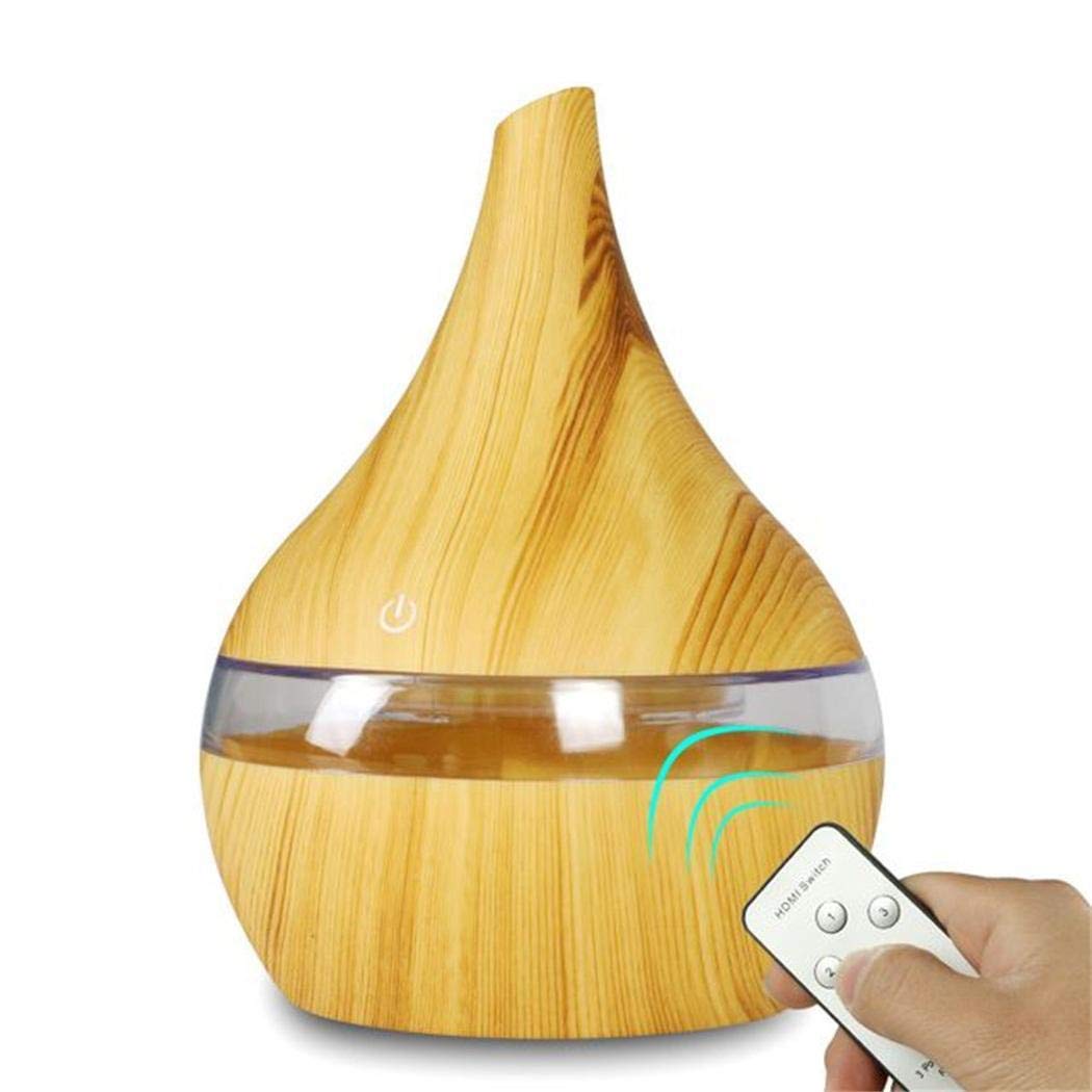 300ml Aromatherapy Essential Oil Diffuser with Cool Mist, Waterless Auto Shut-Off - 7 Color Changing LED Lights for Large Rooms, Home, Office, Yoga Studio & Baby Nursery (Yellow) - Perfect for Relaxation, Sleep & Stress Relief