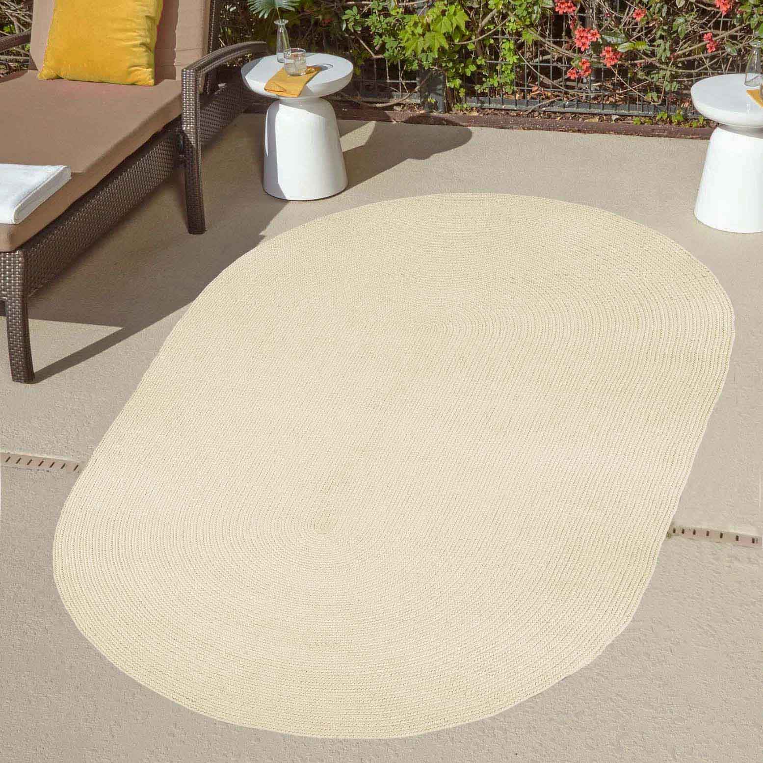 Classic Braided Area Rug - Non-Slip Indoor/Outdoor Oval Rug for Living Room, Bedroom, Patio & Deck - Soft & Durable Home Decor