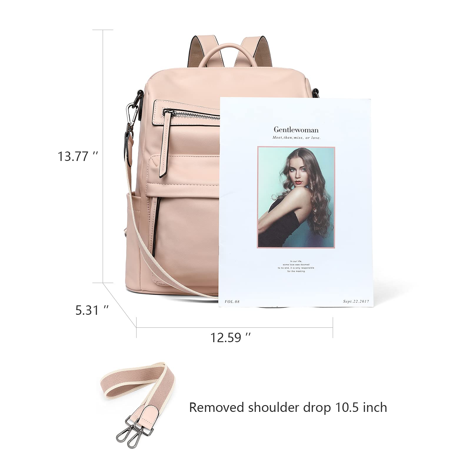Stylish BROMEN Leather Backpack Purse for Women - Large Fashion Designer Shoulder Bag for Travel, Work & Daily Use | Durable & Trendy Ladies Handbag for Commuting, Shopping & Weekend Outings