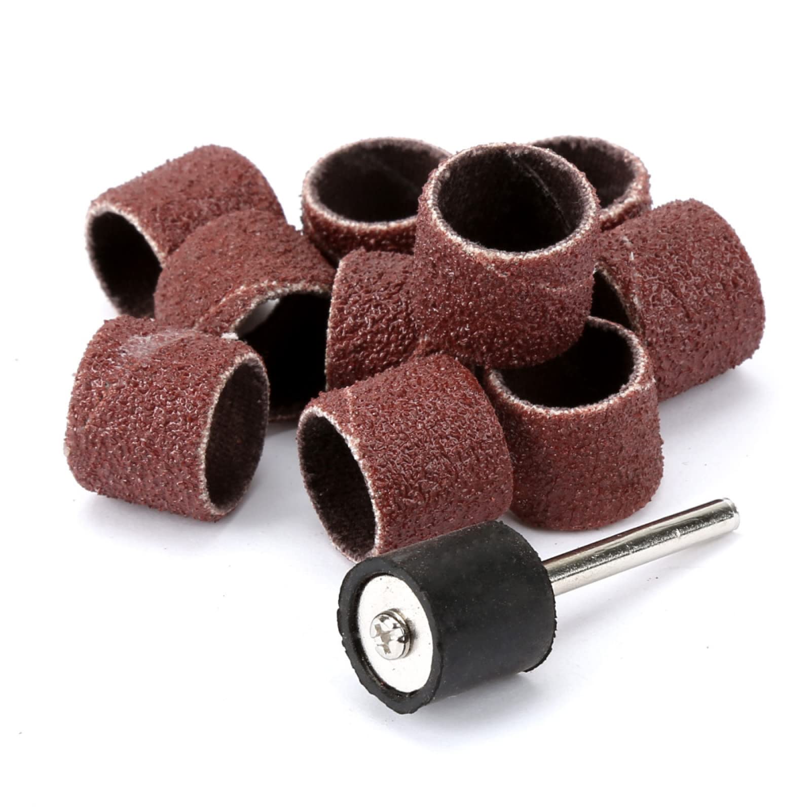80 Grit 12.5mm Sanding Bands 10Pcs with 3.17mm Drum Mandrel - Rotary Tool Accessories for Nail Drilling, Wood Sanding & Metal Polishing - Perfect for DIY Projects, Crafts & Professional Use