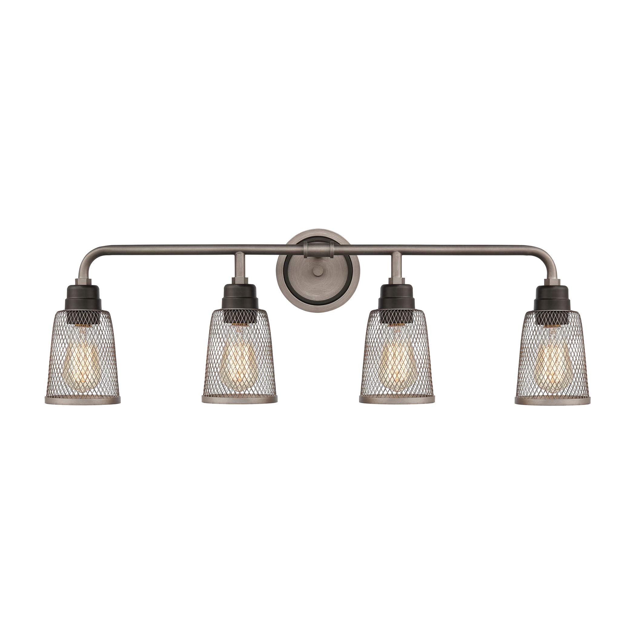 Glencoe 4-Light Bathroom Vanity Light Fixture in Oil Rubbed Bronze with Weathered Zinc Metal Mesh - Perfect for Modern Farmhouse, Rustic, or Industrial Style Bathrooms