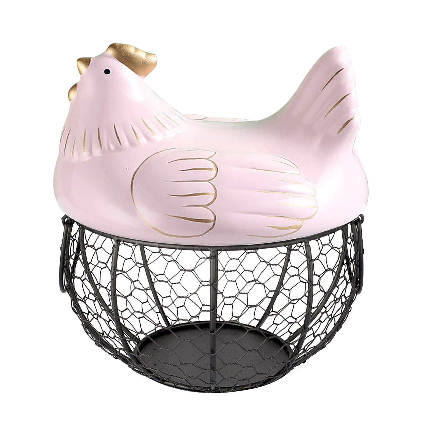Ceramic Fruit Basket with Hen Design - Kitchen Storage Organizer for Eggs, Fruits & Home Decor | Perfect for Pantry, Countertop & Farmhouse Style Kitchens
