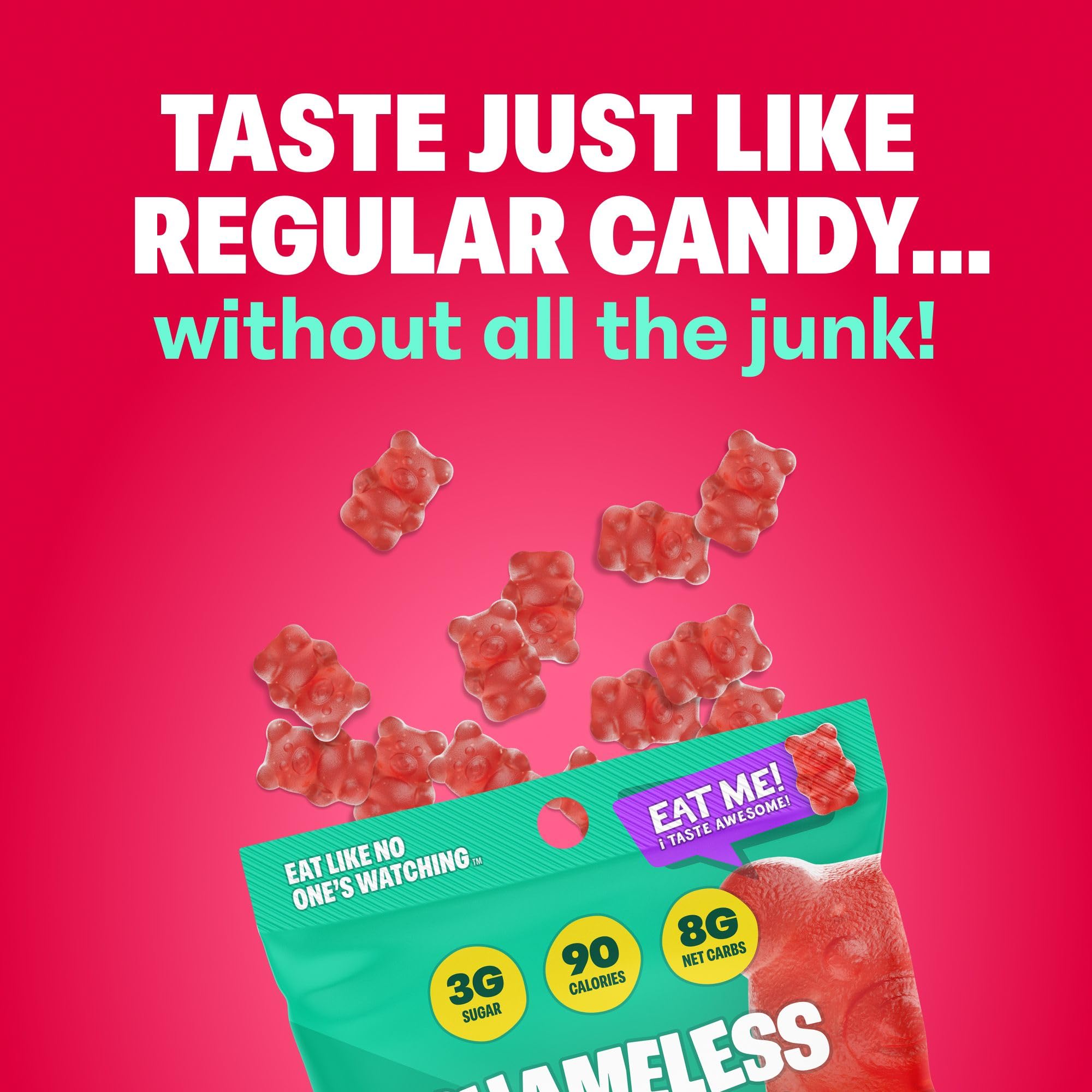 Healthy Low Calorie Keto Snacks - Sugar Free Gluten Free Gummy Candy (6 Pack So Beary Cherry) | Perfect for Weight Loss, Keto Diet & On-the-Go Snacking