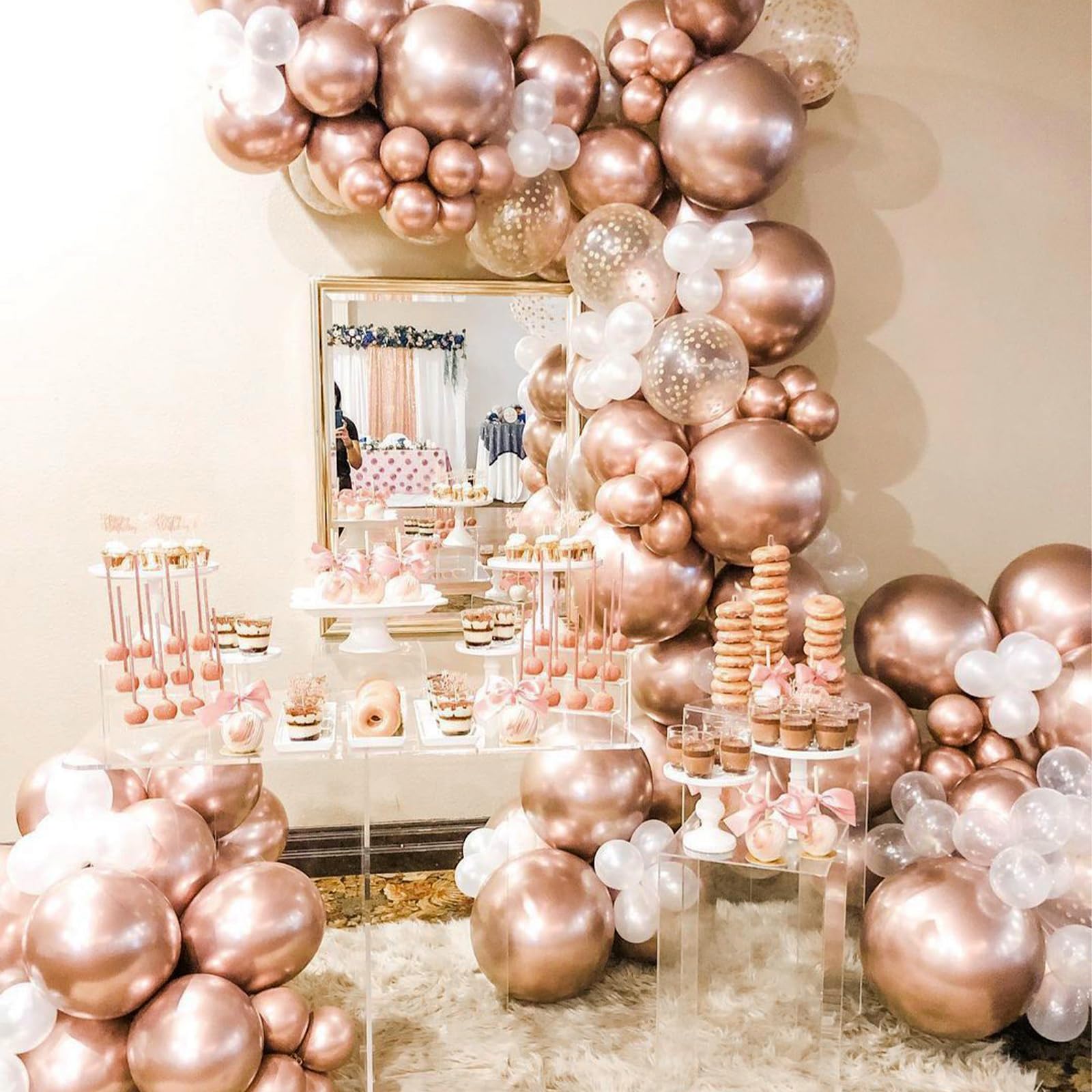 50-Pack 5 Inch Metallic Rose Gold Balloons for Wedding, Bachelorette Party, Birthday - Decorate Balloon Garlands, Arches, Backdrops - Premium Rose Gold-G107 Party Decorations