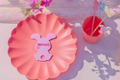 Custom Easter Place Cards - Personalized Bunny Decor & Basket Tags for Easter Party, Spring Table Setting - Watermelon Pink Easter Basket Accessories