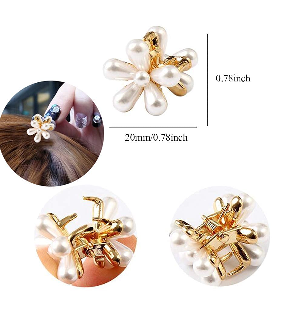 10 Pcs Small Pearl Daisy Hair Clips - Sweet Bangs Hair Claw Jaw Clips for Women & Girls (White) | Perfect for Weddings, Parties & Everyday Hairstyles