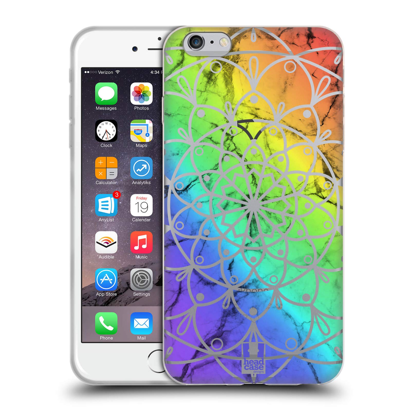 Rainbow Marbles & Mandala Soft Gel Phone Case Compatible with Apple iPhone 6 Plus/6s Plus - Durable Protective Cover with Stylish Design for Everyday Use & Travel