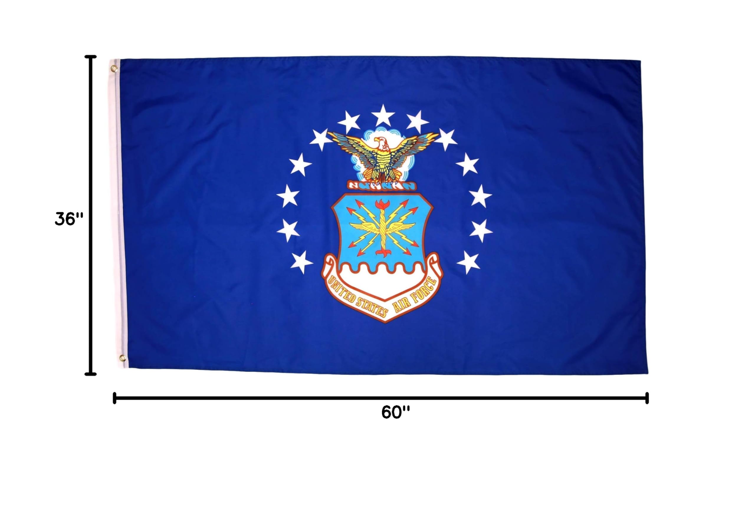 US Air Force Flag 3x5 ft - Durable Polyester with Brass Grommets & Double Stitched Edges - Military Banner for Outdoor, Indoor, Wall Decor & Patriotic Events