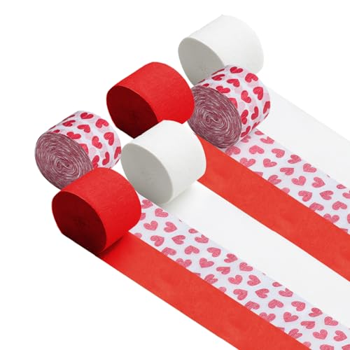 Red Heart White Party Decoration Crepe Paper Streamers