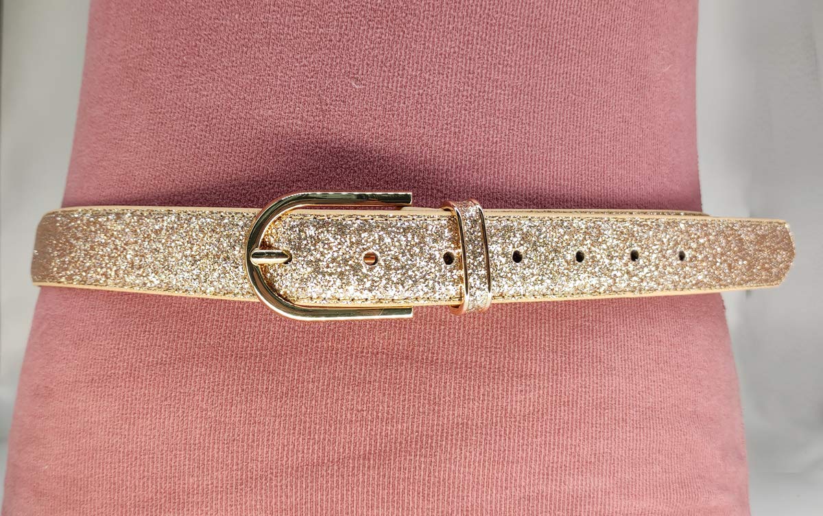 Sequin Studded Women's Leather Belts for Jeans with Gold Buckle | Stylish Fashion Accessory for Casual Outfits, Parties & Date Nights