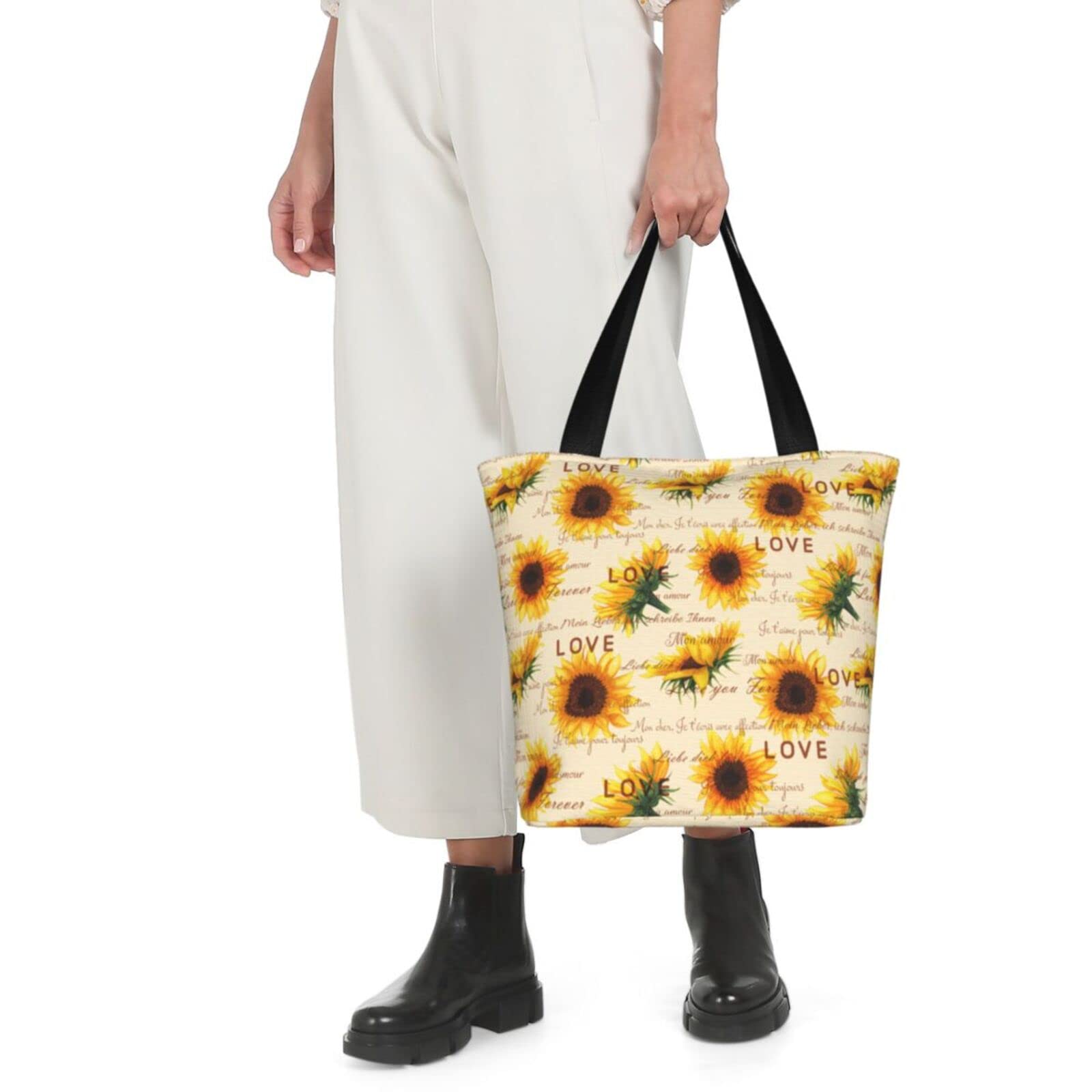 Eco-Friendly Large Canvas Tote Bag for Women - Reusable Grocery Shopping Bags with Sturdy Handles | Perfect for Grocery Shopping, Beach Trips, Work & Daily Errands