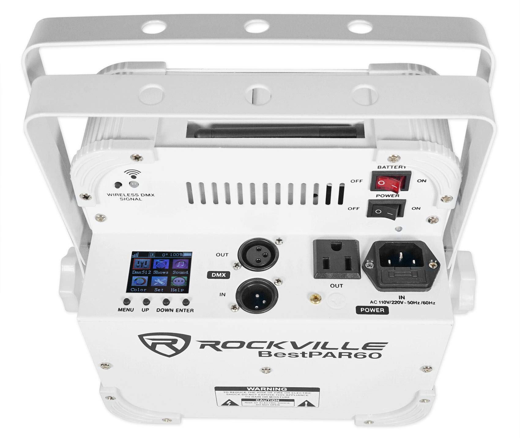 Rockville 4-Pack PAR 60 White LED Rechargeable Wash Lights with Wireless DMX Controller - Stage Lighting for Concerts, DJ Shows & Events