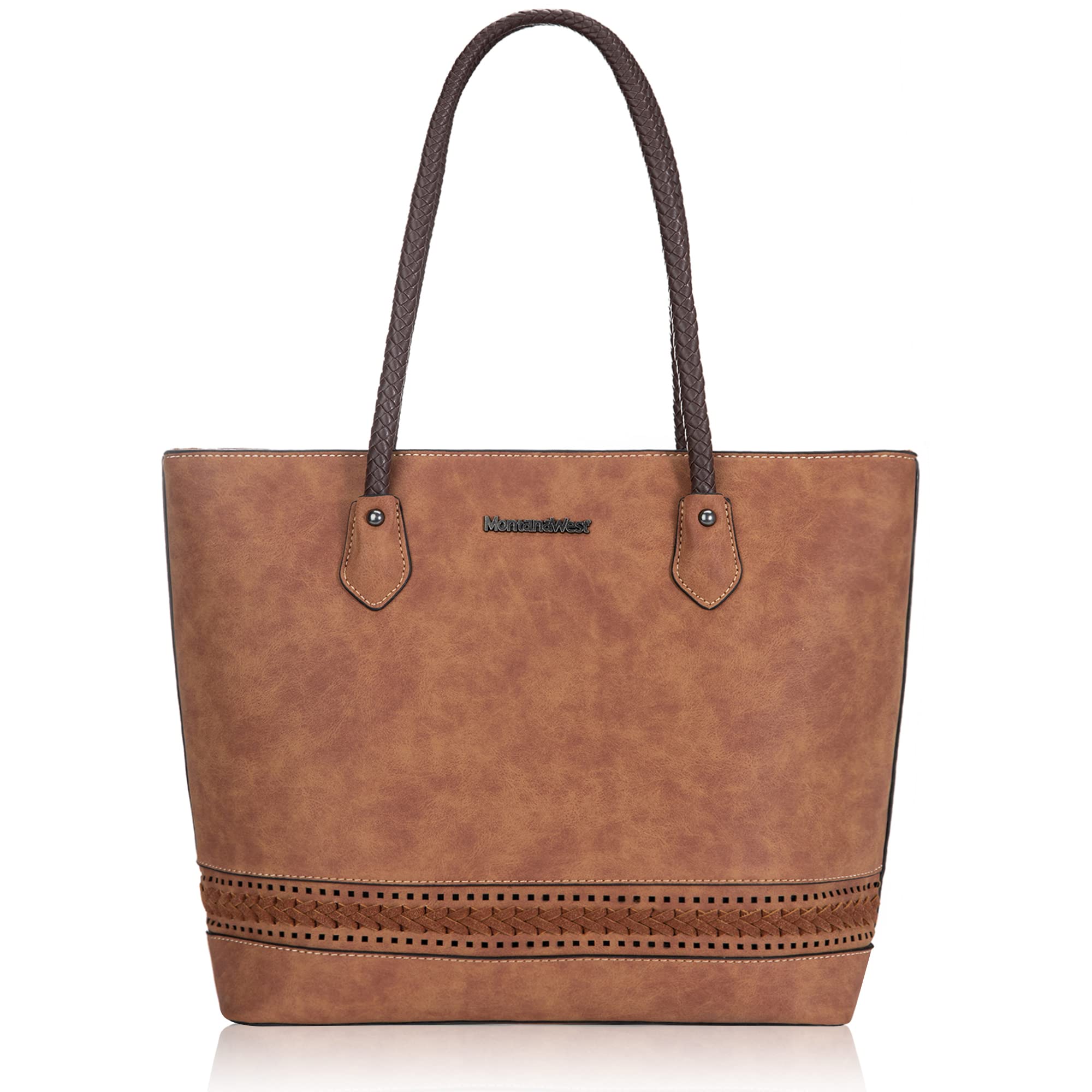 Montana West Womens Woven Tote Bag - Medium Size Purse with Concealed Carry Zipper Pocket - Perfect for Work, Travel & Everyday Use