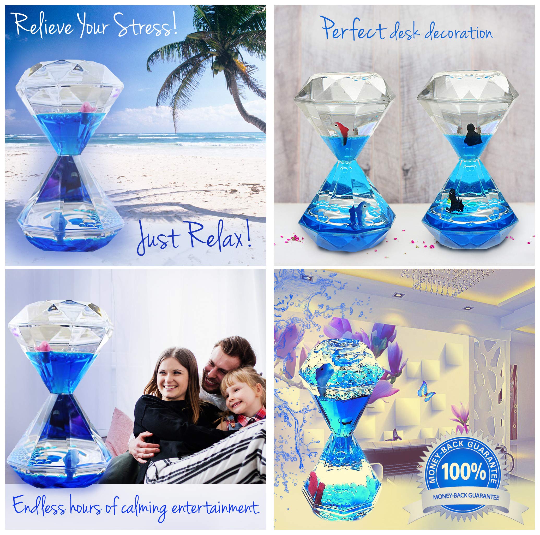 YUE MOTION - 3-Pack Liquid Motion Bubbler Sensory Toys for Kids & Adults | Calming Relaxation Timer for Autism, Stress Relief & Focus | Desk Decor for Office, Classroom & Home Use