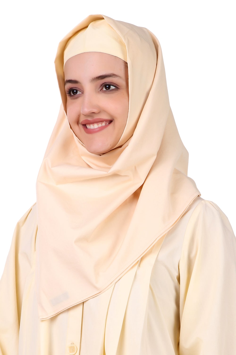 Front Open Cotton Cream Color Abaya - Modest Muslim Dress for Women - Perfect for Prayer, Mosque, and Everyday Wear