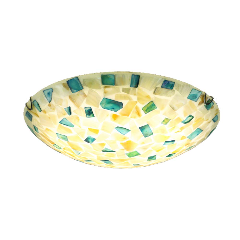 KWOKING Handmade Stained Glass Flush Mount Ceiling Light - 11.81