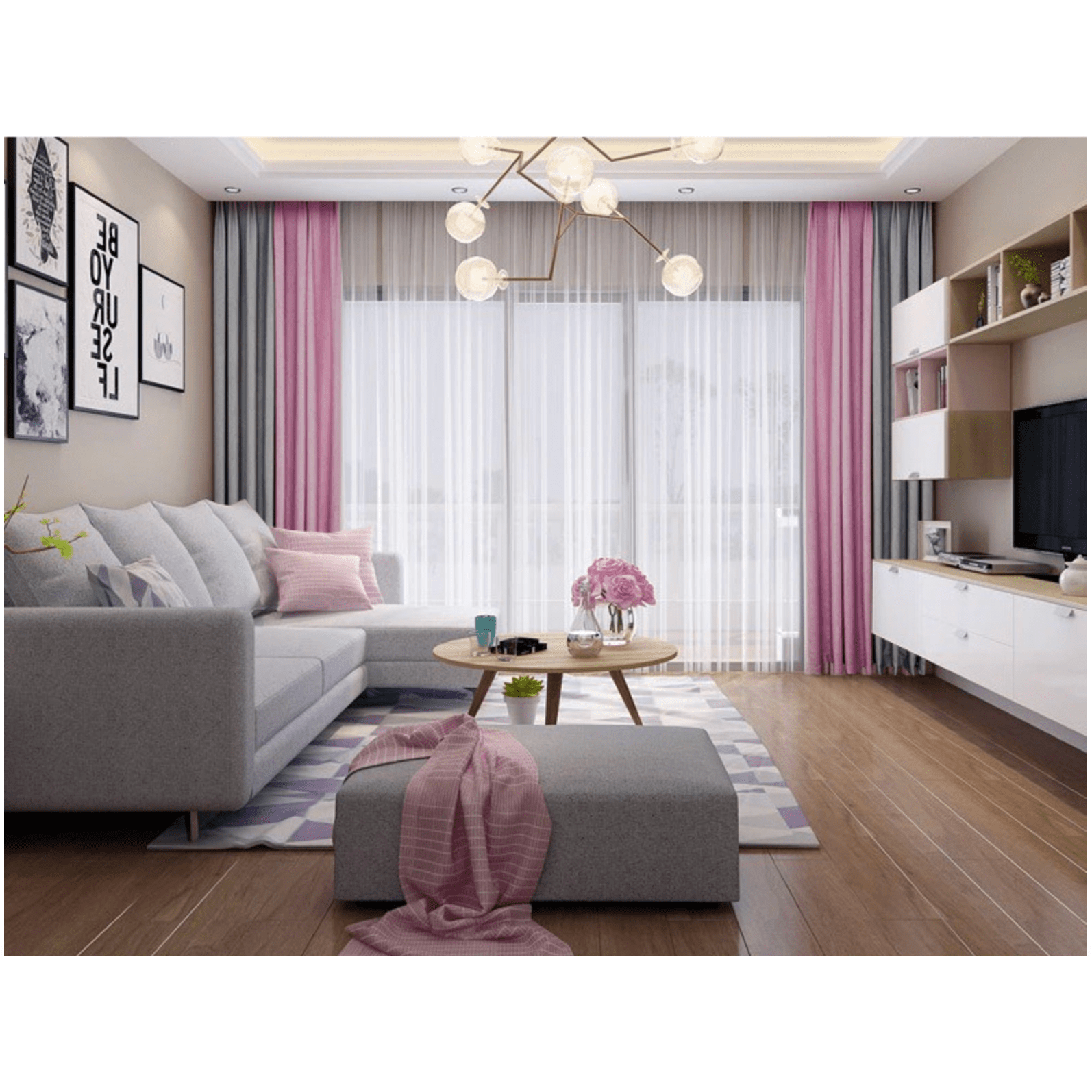 Brittany 2-Tone Blackout Curtains - Pink & Gray Thermal Insulated Drapes for Bedroom & Living Room | Noise Reducing & Light Blocking Window Treatments