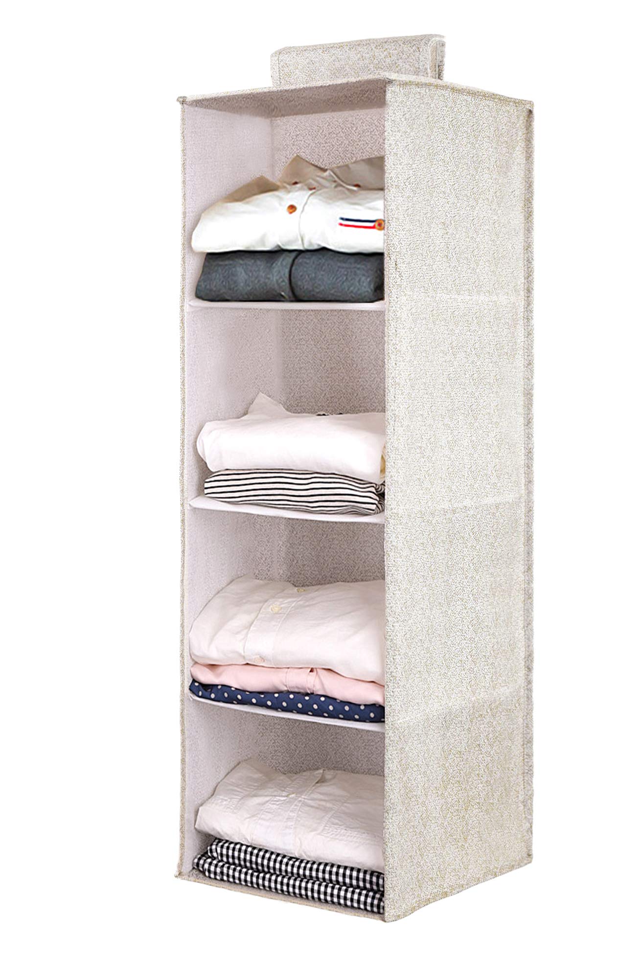 UUJOLY 4-Tier Hanging Closet Organizer - Space Saving Collapsible Storage for Shoes, Clothes, Toys & Socks (Gray) | Perfect for Bedroom, Closet & Dorm Organization