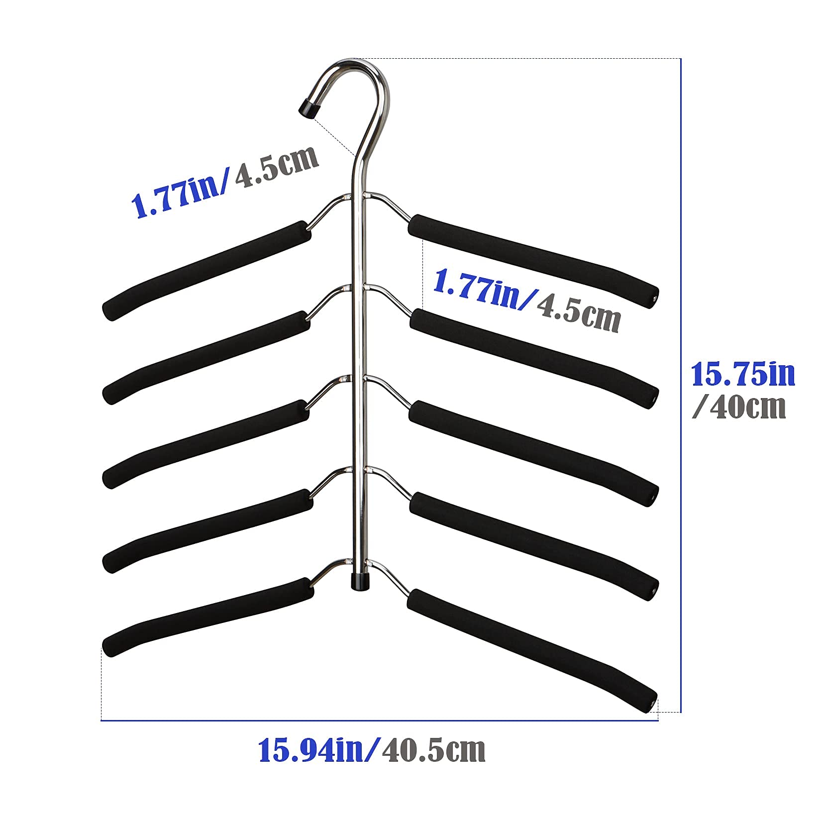 Space Saving Clothes Hangers 4-Pack - Heavy Duty Stainless Steel 5-Layer Non-Slip Padded Coat & Sweater Hangers with Swing Arms - Perfect for Closet Organization & Small Space Storage (Ideal for Apartments, Dorms & Travel)