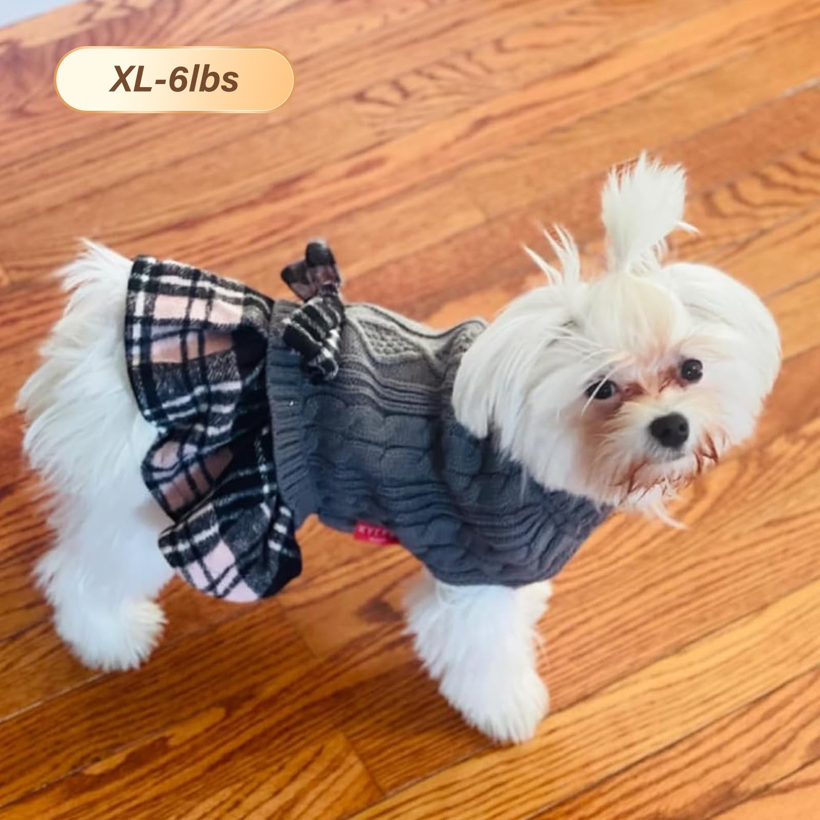 KYEESE Stretchy Comfy Dog Sweater for Medium Dogs - Cozy Turtleneck Pet Sweater with Bowtie, Perfect for Winter Outfits & Indoor Comfort