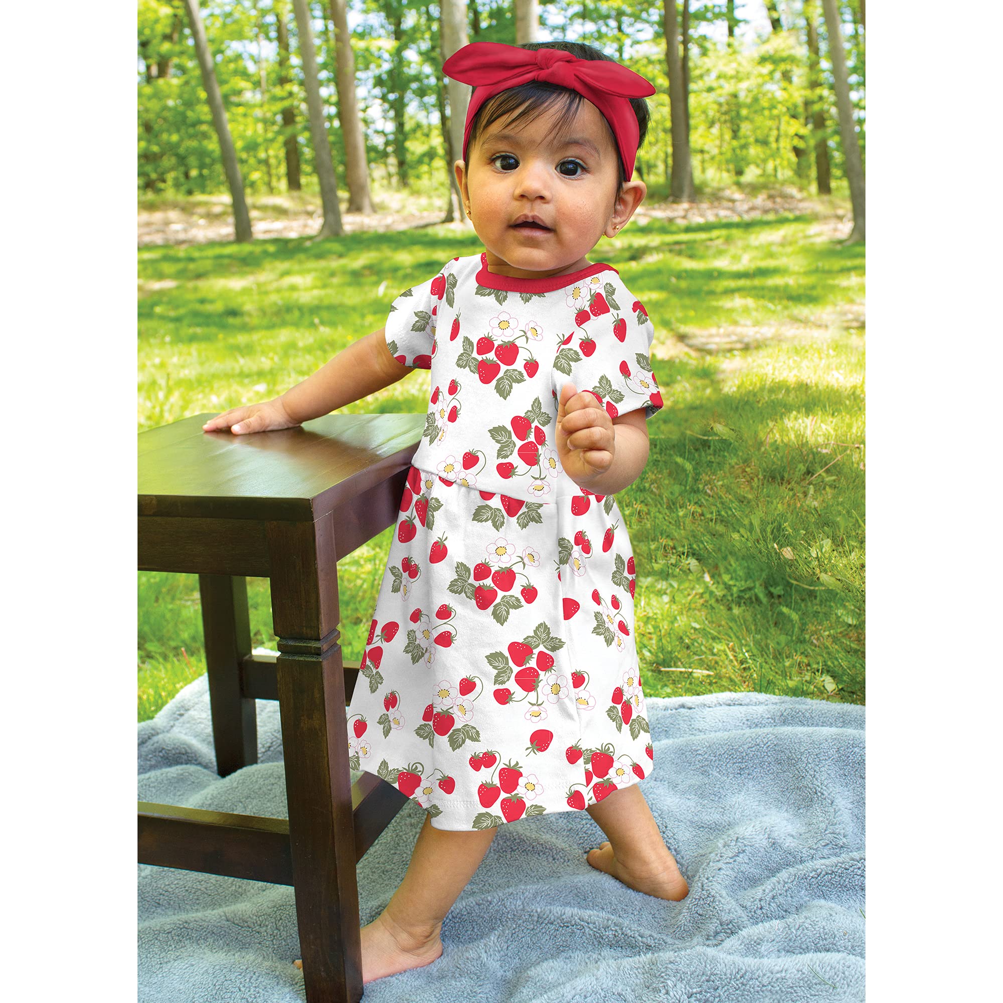 Hudson Baby Girls Cotton Dresses 2-Pack for Play & Outings