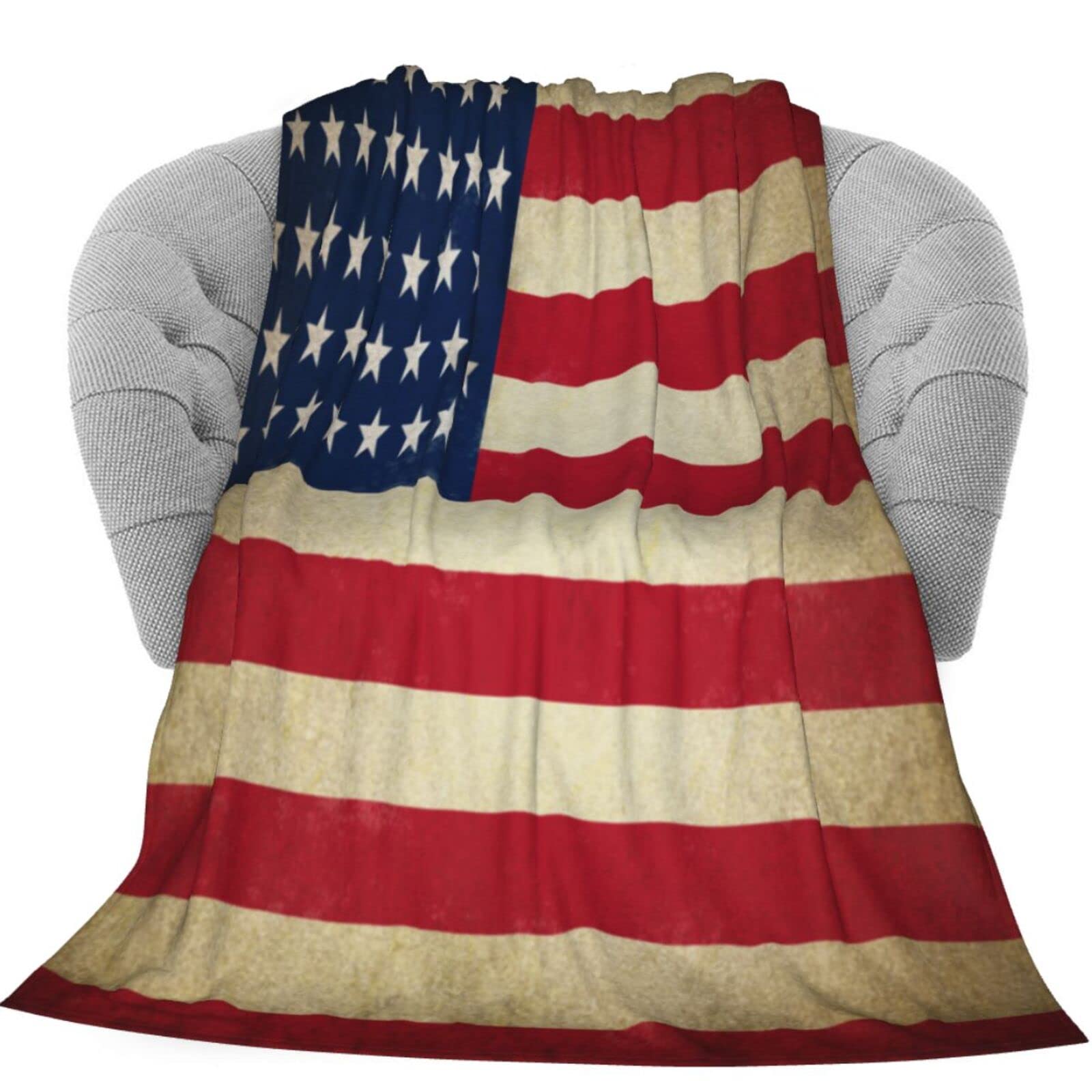 Premium Delerain Flannel Blanket with USA Flag Design - Ultra Soft & Lightweight All-Season Throw Blanket (60x80 Inches) - Perfect for Bed, Couch, Sofa - Ideal Gift for Women, Men & Kids - Home Decor, Camping, Picnics & Outdoor Adventures