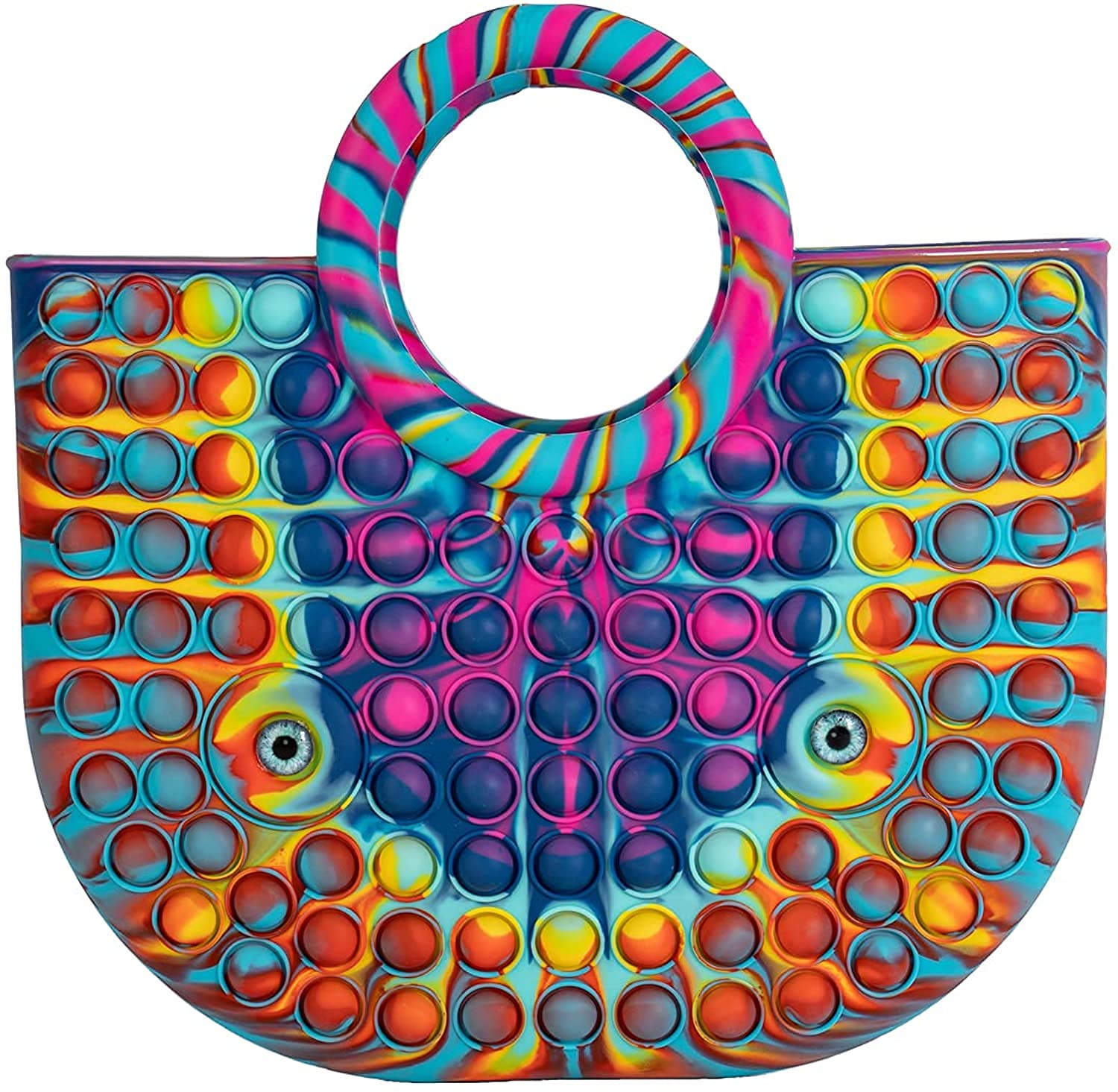 Push Pop Fidget Toy Handbag - Silicone Rainbow Top Handle Shoulder Tote Bag for Women & Girls | Large Capacity Stress Relief Purse | Perfect for School, Work, Travel & Anxiety Relief