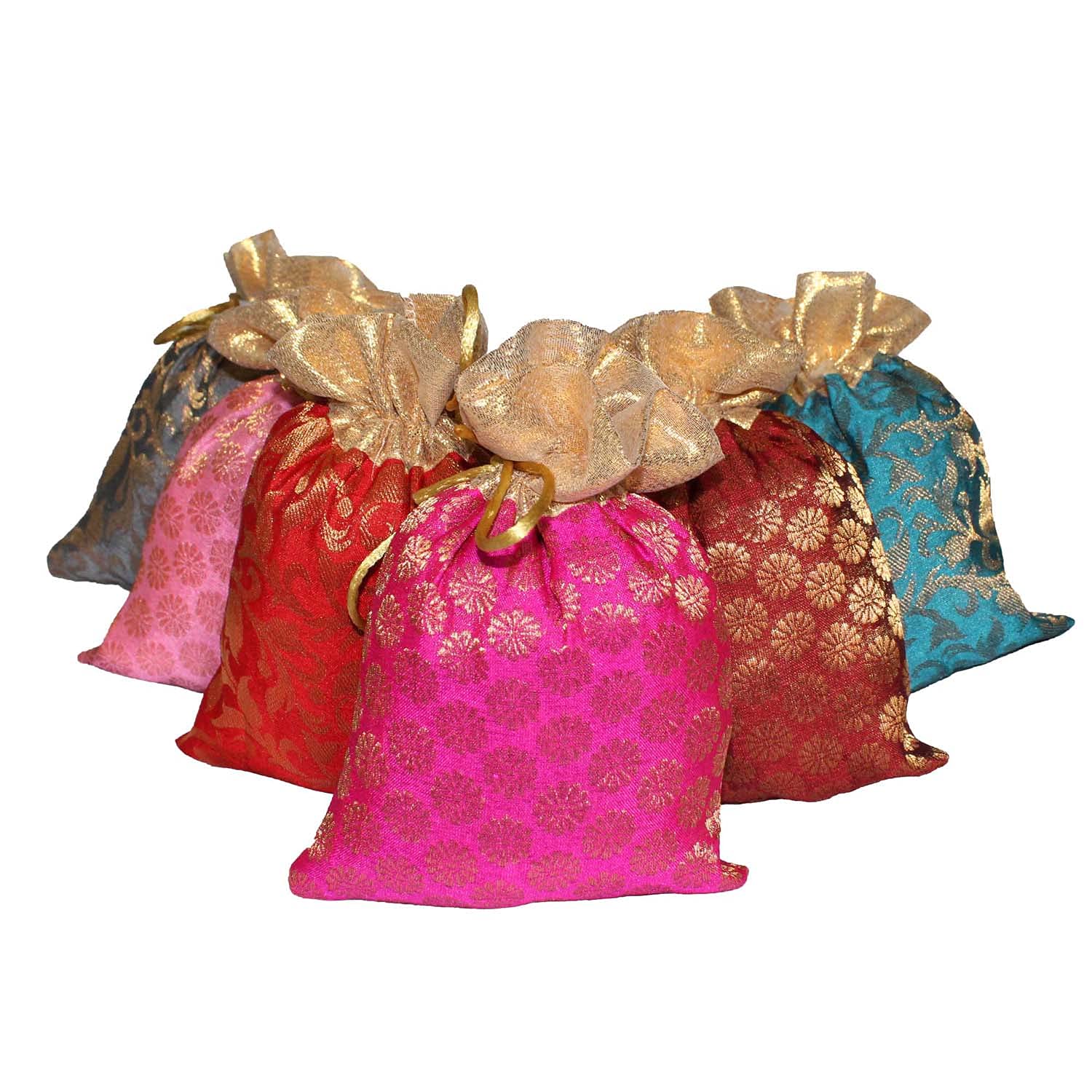 25 Elegant Brocade Drawstring Gift Bags 5