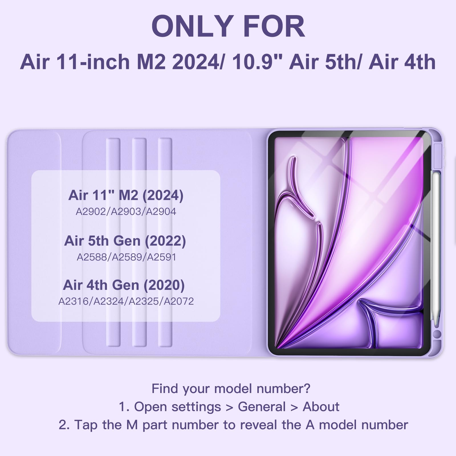 Backlit Detachable Keyboard Case for iPad Air 11-inch (5th/4th Gen) & iPad Air M3/M2 (2024/2025) - Folio Cover with Apple Pencil Holder | Perfect for Work, Study & Travel (Purple)