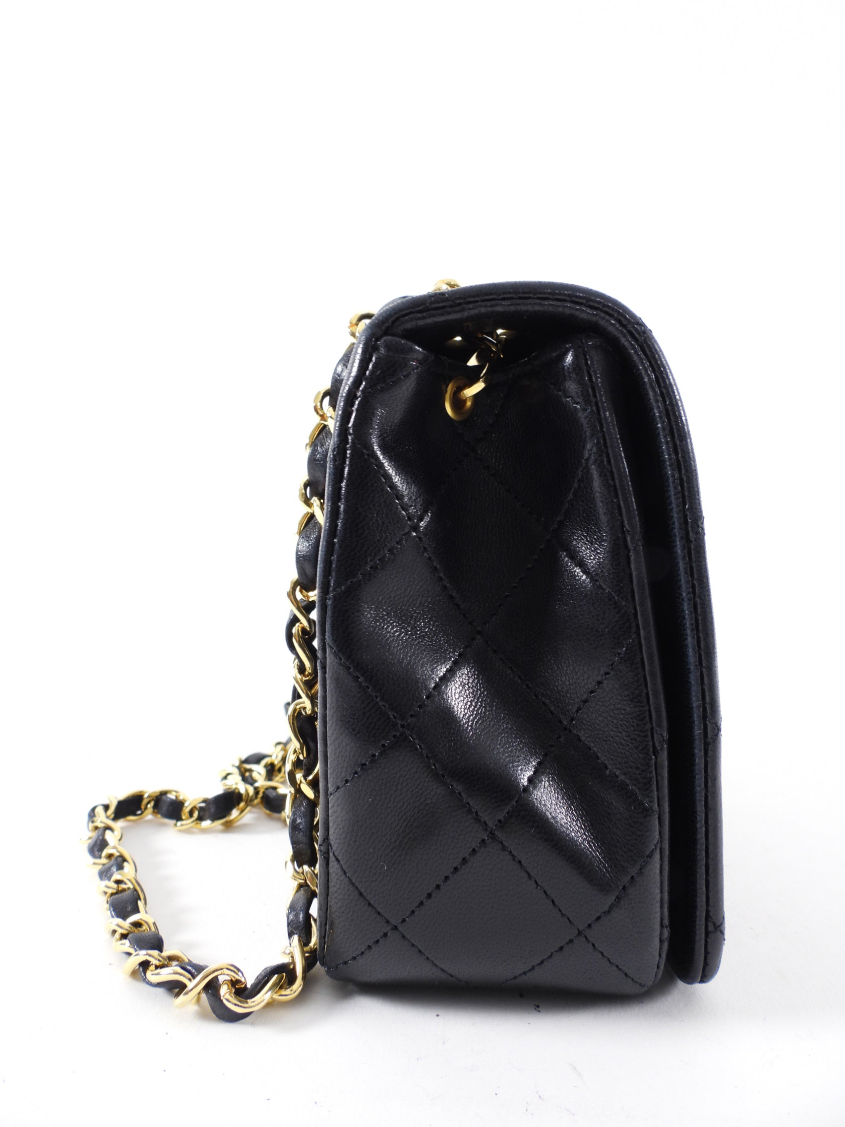 Vintage Chanel 1989 Black Lambskin Leather Classic Flap Bag with Gold Chain - Perfect for Evening Parties, Date Nights & Luxury Fashion Collectors