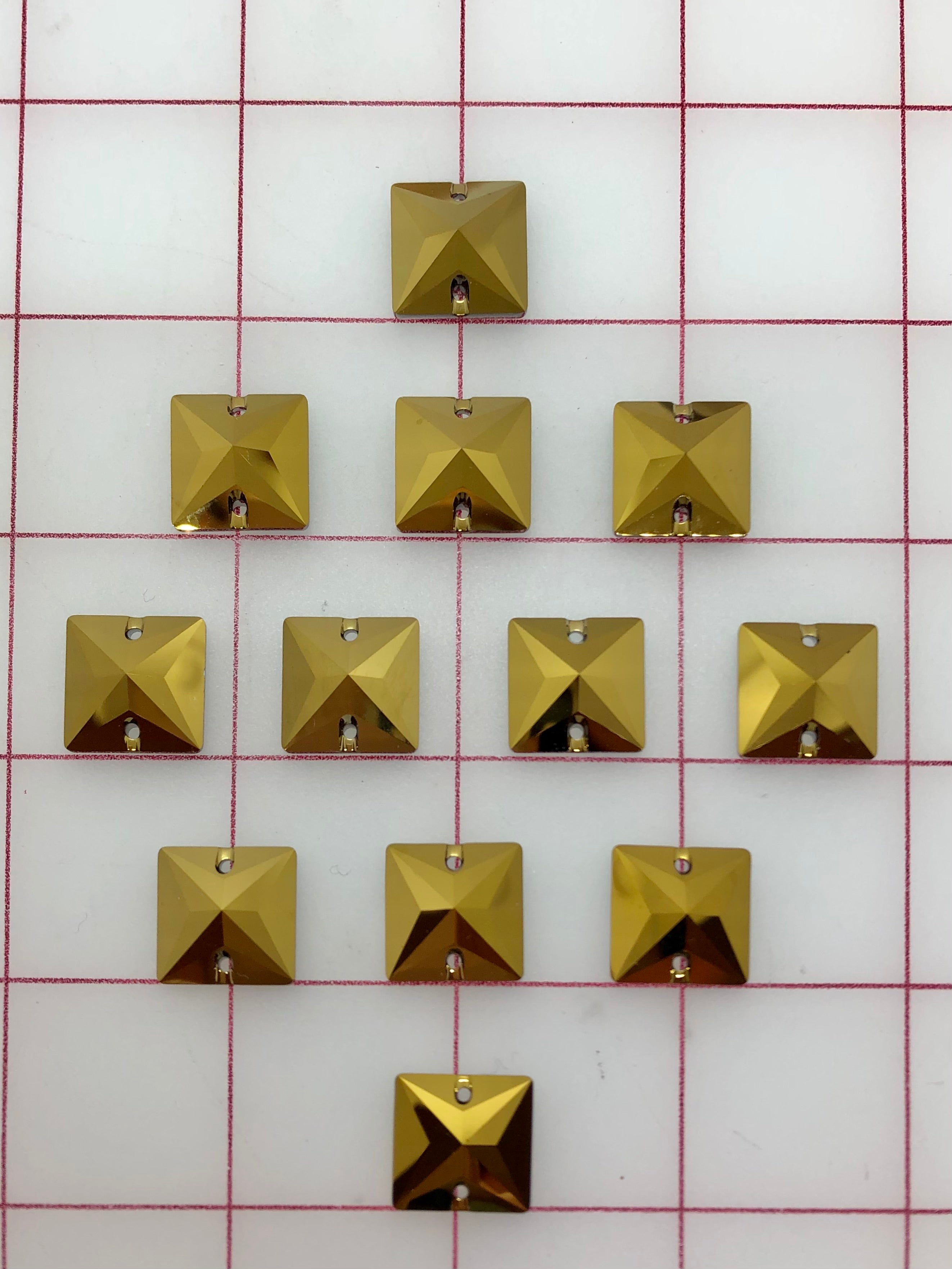 16mm Swarovski Square Crystal Rhinestones - Gold Sew On Stones for DIY Clothing, Costumes & Jewelry Making | Premium Quality Dorado Sew Ons for Fashion Design & Craft Projects